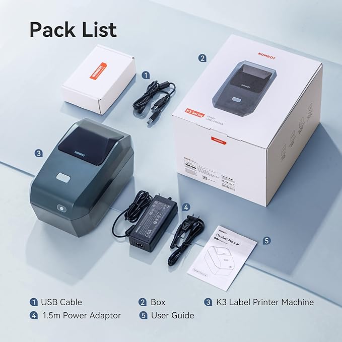 NIIMBOT K3 Label Printer, 3 Inch Desktop Label Maker with High-Speed, Bluetooth and USB Connection, Support Smartphone & PC, Thermal Label Maker for Small Business and Home Office