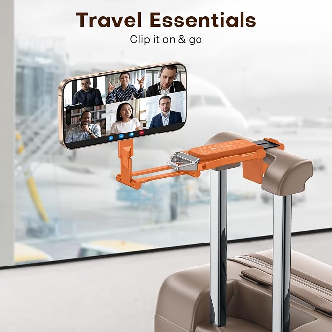 OMOTON TP02 360°Rotating Adjustable Aluminum for MagSafe Tripod, Orange | Magnetic Phone Tripod for iPhone 17/16/15 Pro Max Air, Foldable Cell Phone Stand Fits Vlog, Gym Travel Essentials Accessories