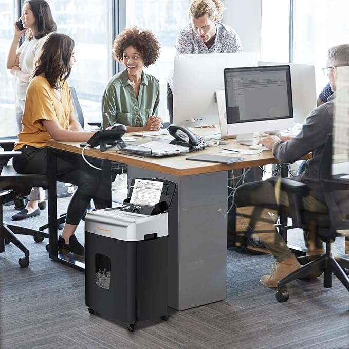 Bonsaii 120-Sheet Autofeed Micro-Cut 30-Min Run Heavy Duty Paper Shredder | P-4 Security Level, Jam-Proof, 62dB Ultra-quiet, Shreds Staples/Credit Cards, 6 Gal Bin with Casters, for Home Office C233-B