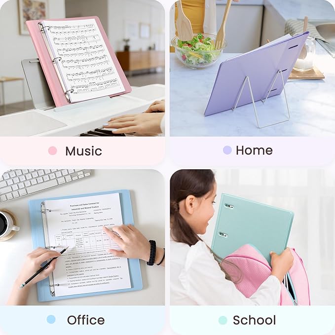 Sooez 4 Pack Telescoping 3 Ring Binder 1 Inch, Expandable Three Ring Binder | Slim, Clear View Cover with Inner Pocket, Holds 8.5x11 Paper, Space Saving for School & Office, Assorted Pastels