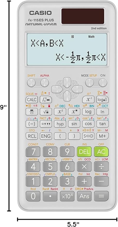 Casio fx-115ES Plus 2nd Ed Advanced Scientific Calculator | 280+ functions, natural textbook display; ideal for math, science, engineering & statistics