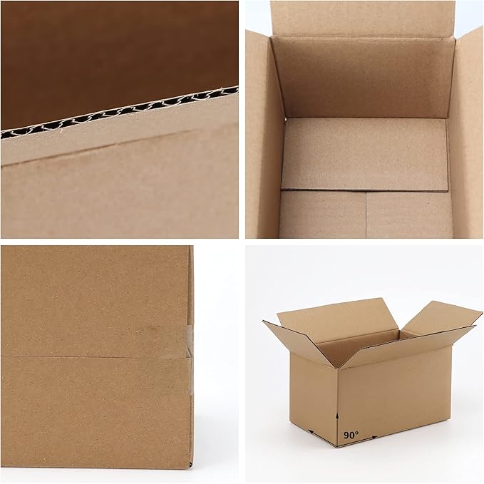 CRUGLA Shipping Corrugated Boxes Mailers 7x5x4 inch, Kraft Cardboards Packing Boxes for Business, Home, Packs of 25