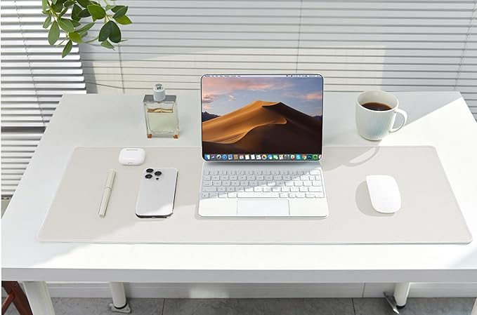 ALOANES Waterproof Mouse Pad with Durable Stitched Edge, XL Gaming Keyboard Pad, Non-Slip Rubber Base Mouse Mat, Extended Desk pad for Gamer, Office & Home, Beige Mousepad 27.6"x 11.8"x 0.12"