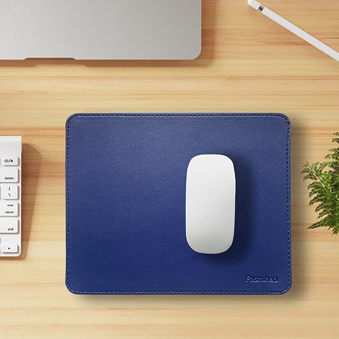 Leather Double Side Mouse Pad With Stitched Edge - Waterproof Ultra Thin for Computers, Laptop, Office & Home, 10.2 x 8.3 Inch, 1 Pack (Navy Blue)