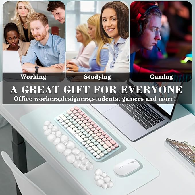 Mouse Pad with Wrist Rest, Soft Cloud Gel Keyboard Mouse Pad Set with Hand Wrist Support, Cute Non Slip Office Desk Accessories for Comfort/Pain Relief/Computer/Laptop (Clear Cloud)