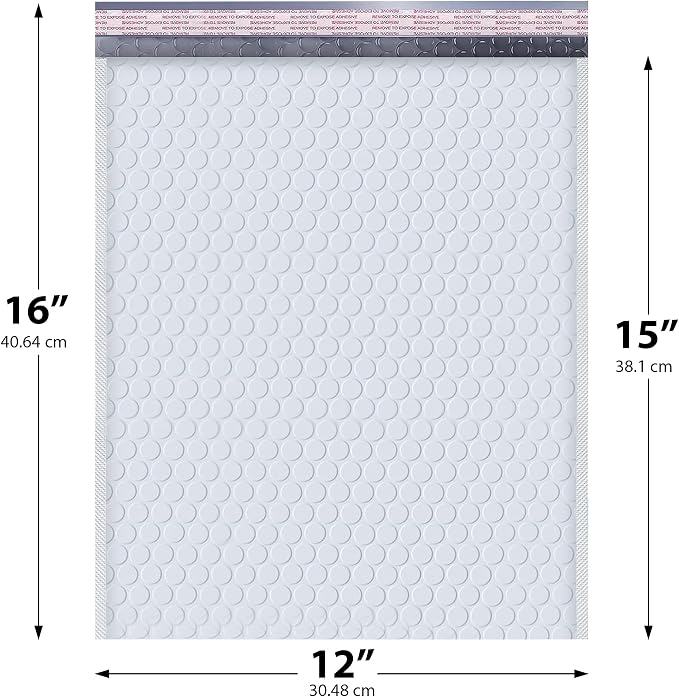 Bubble Mailers 12x15, Self Seal Poly Padded Envelopes, 50 Pack | Holds Clothing & Bulk Items, No Tape Needed, Cushioned Protection, Water-Resistant Poly, Bulk Pack for Small Business