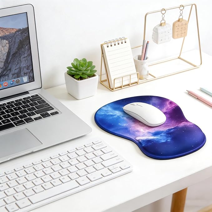 Ergonomic Mouse Pad with Wrist Rest - Gel Wrist Support Mousepad with Non-Slip PU Base for Computer, Laptop, Office & Home