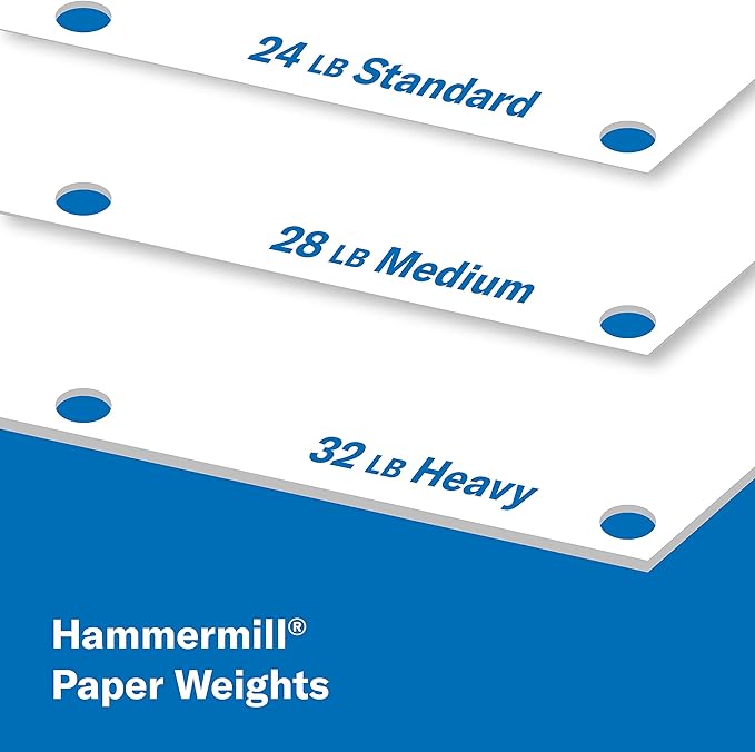 Hammermill Printer Paper, Premium Color 28 lb Copy Paper, 3 Hole - 100 Bright, Made in the USA, 102500C - 8 Ream (4,000 Sheets)