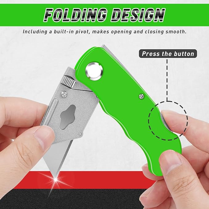 4 Pack Box Cutter, Folding Utility Knife, Razor Knife Heavy Duty, Box Cutters Utility Knives, Box Opener for Home, DIY Projects, Crafting, Package, Hand Tools & Navajas para Trabajo, Tube Cutters