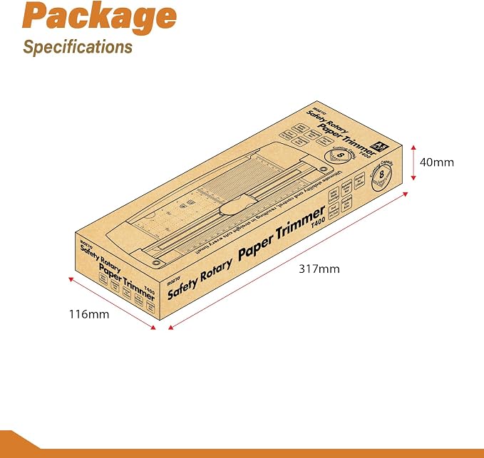 12" Portable Paper Cutter with Safety Guard for Precise Trimming of A4 Paper, cardstock & Photos. Ideal for Scrapbooking & Invitations. (Orange)
