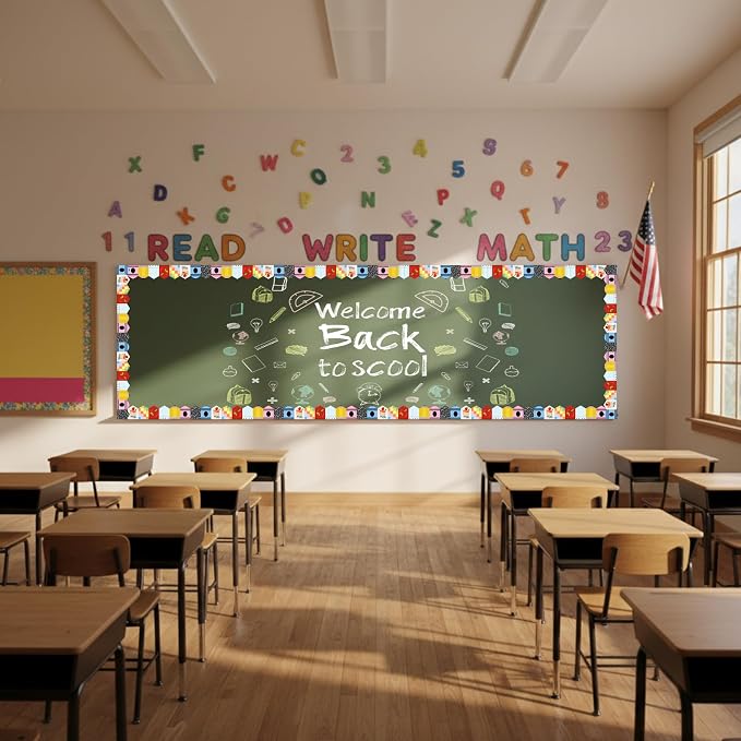 32.8 Ft Crayon Bulletin Board Borders Colorful Scalloped Trim | Crayon Style Classroom Decor, Pastel Bold Mix, Reusable Paper for Office School Party Displays