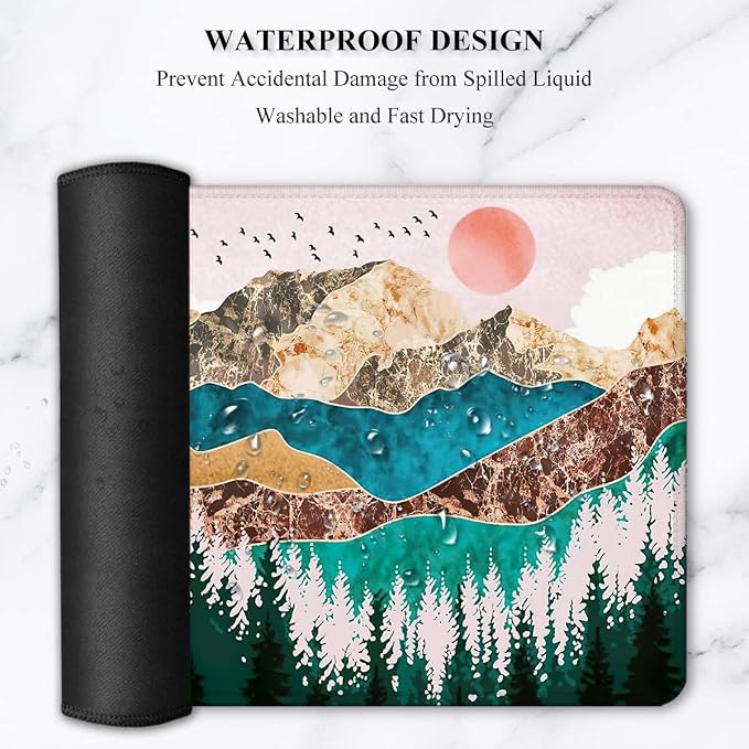 LATEEFAH Large Mouse Pad and Keyboard Wrist Rest, Desk Pad for Keyboard and Mouse, Extended Gaming Mouse Pad with Wrist Support, Waterproof Non-Slip Desk Mouse Mat for Office, Home
