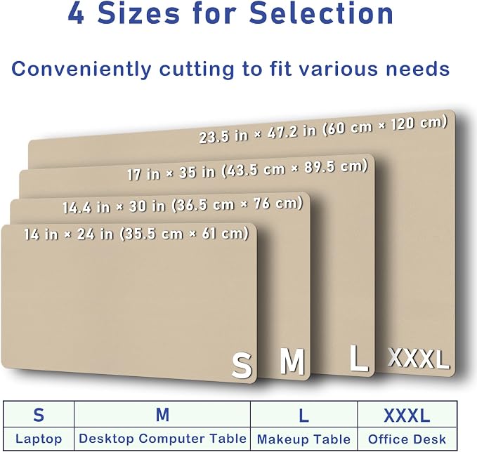 Boutilon Leather Desk Pad Protector,Non-Slip Mouse Pad,Laptop Desk Pad,Office Mouse Mat,Waterproof Leather Desk Blotter,Desk Writing Pad for Office and Home (XXXL-Beige,47"x 24")