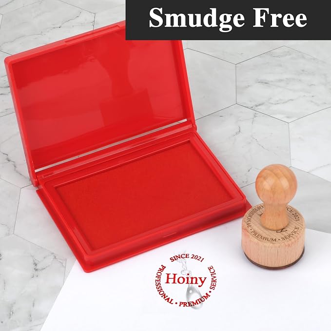 Red Stamp Pad, 4 x 2.5 Inch Ink Pad for Stamps, All-Purpose Felt Pad | Quick-Dry & Reusable, Works with Rubber, Wooden, Metal Stamps, Large Premium Quality Stamp Ink Pad for Office and Crafting