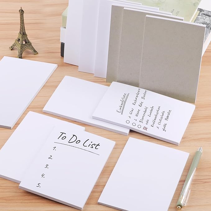 12 Pack Note Pads 4x6, Blank Server Notepad, Small Memo Scratch Paper | 50 Sheets Each, 80 GSM Thick White Pad for Writing, Quick Notes, Grocery Shopping Lists, Notebook for Desk Home and Office