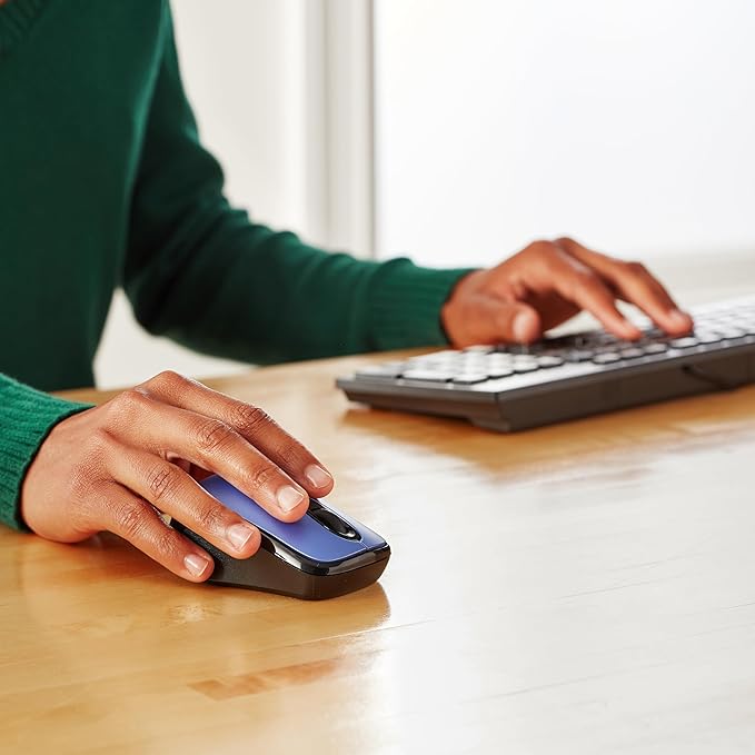 Amazon Basics 2.4 GHz Wireless Optical Computer Mouse with USB Nano Receiver, Portable, Easy Setup, Blue