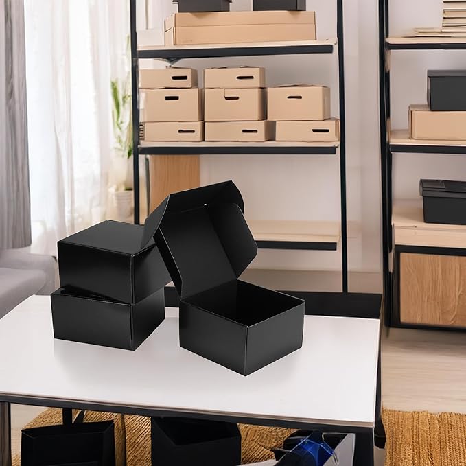 Rempry 7x7x4 Inches Black Shipping Boxes Pack of 30, Cardboard Corrugated Mailer Boxes for Packaging Small Business, Small Gift Boxes for Mailing Present