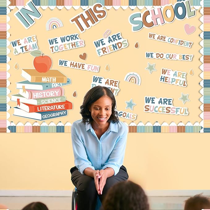 Boho Motivational Bulletin Board Classroom Decoration Set Boho Affirmation Station Bulletin Board in This School Classroom Cutouts for Back to School Elementary Inspirational Wall Door Supplie