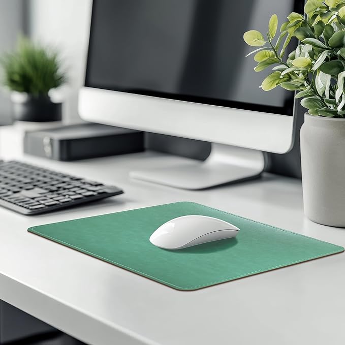 Mouse Pad, PU Mouse Pad,Leather Mouse Pad with Stitched Edge Micro-Fiber Base with Non-Slip Waterproof,Mouse Pad for Computers,Laptop, 8x11Inch (Turquoise)