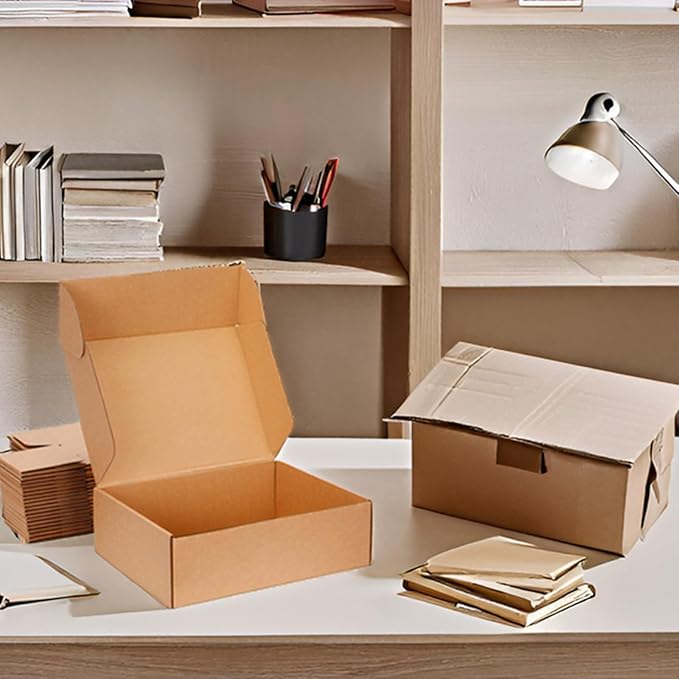 Small Shipping Boxes 10x8x3 Inches - Kraft Brown Corrugated Cardboard Boxes (20-Pack) for Mailing, Packing, Small Business & Gift Packaging - Recyclable & Sturdy