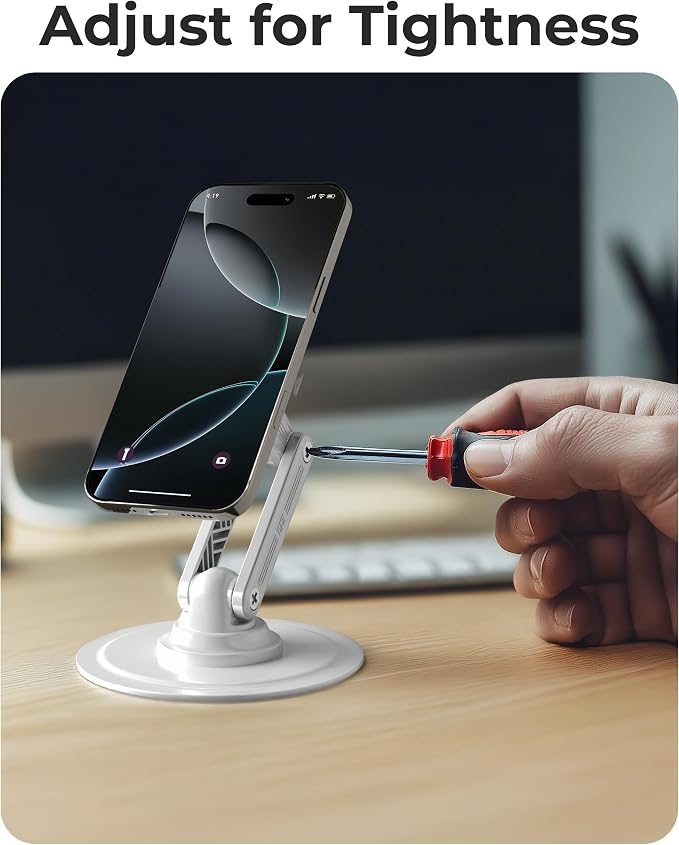COOPER Mag360 Magnetic Phone Stand for Desk, MagSafe Stand for iPhone 17 | 360° Rotating, Adjustable, Foldable, Portable, Strong Magnet, incl. 2 Steel Rings, Magsafe Phone Holder, Fits all iPhones