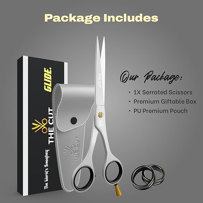 The Cut Factory- 6.5” Professional Hair Scissors - High Carbon 420 Stainless Steel Hair Cutting Scissors, Ultra-Sharp Barber Shears for Salon & Home (WHITE)