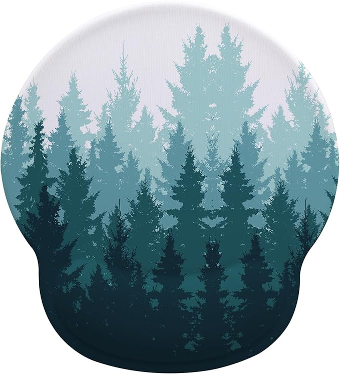 Mouse Pad with Gel Wrist Support, Smooth Surface Ergonomic Mouse pad, Non-Slip Pain Relief Desk Mat for Gaming, Work & Office Desktop Forest