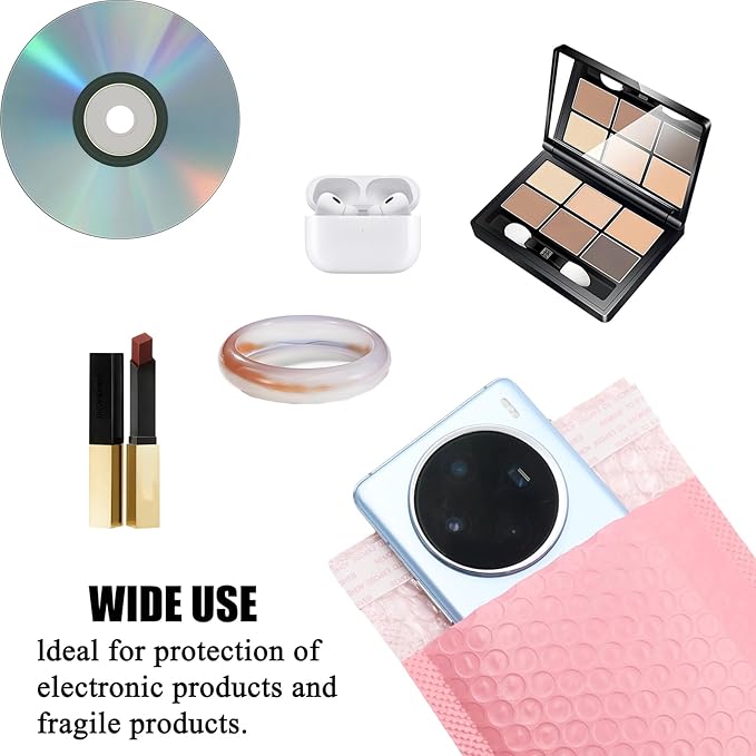 10 Pcs 5x7 Inch Self Seal Adhesive Poly Bubble Mailers Pink Waterproof Shipping Bags for Mailing Packaging