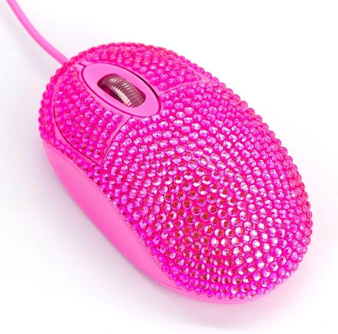 SOON GO Pink Mouse for Laptop Computer Mice with Crystal Bling Rhinestone Funny Personalized Gift for Kids and Teen Girl Birthday Kids Mouse fit for 6 7 8 9 10 Yr Old Girl