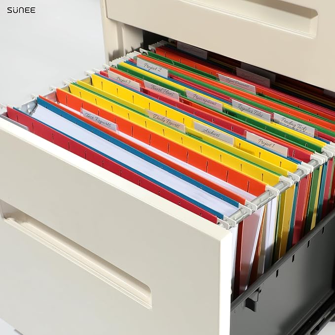 SUNEE Hanging File Folders Assorted Colors, 25 Pack File Folders Letter Size with 1/5-cut Tabs, Stay Organized for Your Home and Office Bulk File and Documents