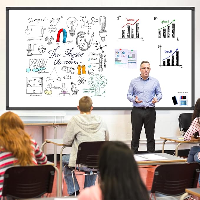96"x48" White Board for Wall Commercial-Grade Large Magnetic Dry Erase Board with with All Kits, 4'x8' Presentation Whiteboard for Office, Gov't, Classroom & Conference Rooms, Home