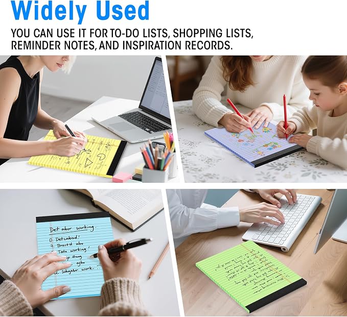 12pcs Legal Pads 8.5 x 11, Color Notepads 8.5 x 11 In, Perforate Wide Ruled | 30 Sheets/Pack, Colored Note Pads Clear Print Writing Pads of Paper, Legal Notepads Paper, Sturdy Back, Thick Paper