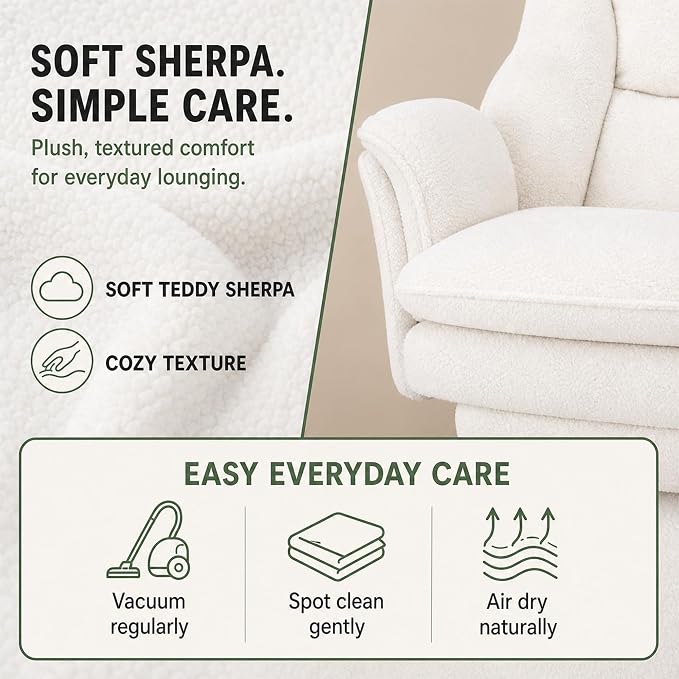Criss Cross Office Chair with Wheels,Flip-Up Arms and Footrest, White | Cross Legged Office Chair, 30" Wide Seat, 7.87" Teddy Fleece Cushion, 155° Recline, 400 lb, Home Office or Vanity