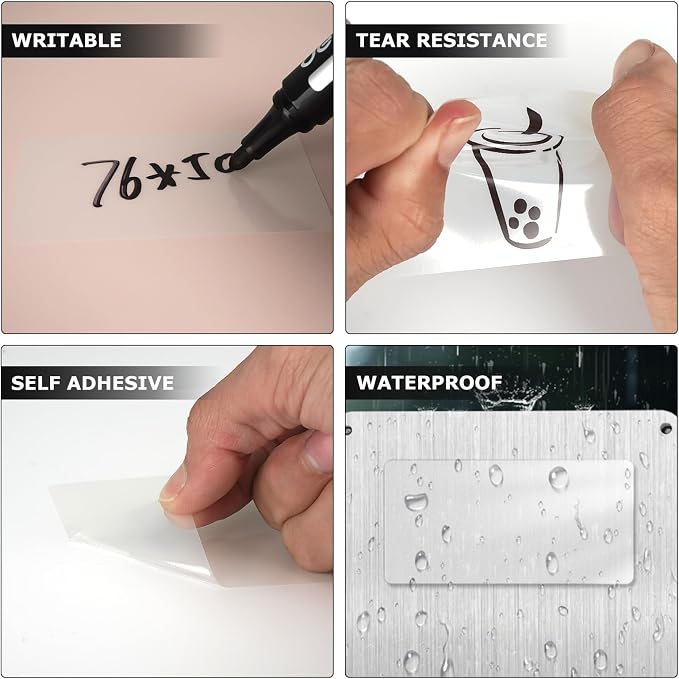 Transparent Thermal Labels 2 × 3 Inch Waterproof Stickers 300 PCS | Strong Adhesive, Oil-proof, Tear resistance, Perforation, Printable vinyl clear decal for small business home office barcode