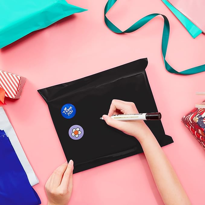 Fuxury 1500 Pcs 14.5x19" Poly Mailers,Waterproof Mailing Envelopes for Clothing, Strong Adhesive Poly Shipping Postage Bags for Small Business(Black)