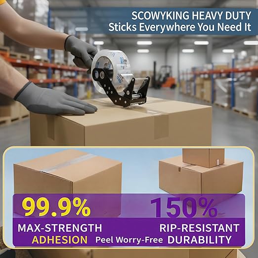 18 Rolls Clear Packing Tape, 1.88 Inch x 68 Yards, 2.7 Mil Thick - Heavy Duty Shipping Tape for Moving, Sealing Boxes, Packaging - Strong Adhesive, Crystal Clear, Residue-Free, Bulk Savings Pack