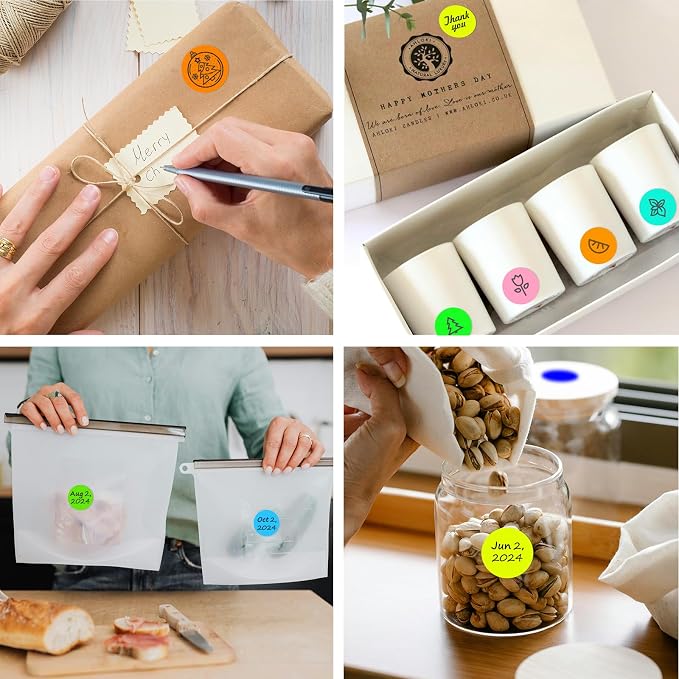 1 Inch Round Thermal Sticker Labels,Color Dot Sticker,Label Stickers,Waterproof,Oil Proof,for Thermal Printers,DIY,Office,Retail,Home and Warehouse Organization(Fluorescent Yellow,1000 Pcs)