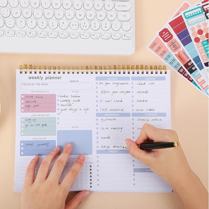 Thboxes Weekly Desk Planner, 8.5x11 In To Do List Notepad, 52 Sheets, Blue | Productivity Organizer, Work from Home Essentials, Undated Tear Off Pages, Office, College, School, Student and Teacher Gifts