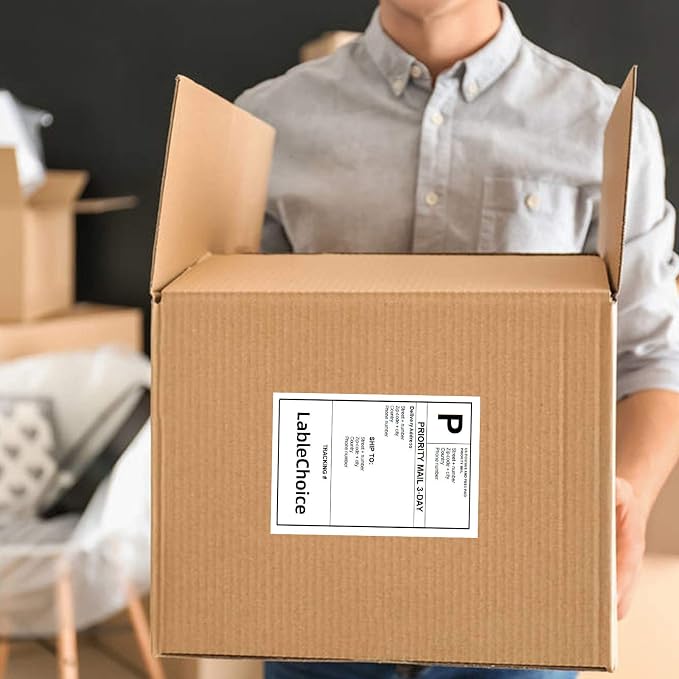 2000 Labels 4 x 6 3-Proof Commercial Grade Fanfold Direct Thermal Labels Compatible with Zebra, Rollo, Munbyn, 4 Stacks White Perforated Permanent Strong Adhesive Mailing Shipping Labels