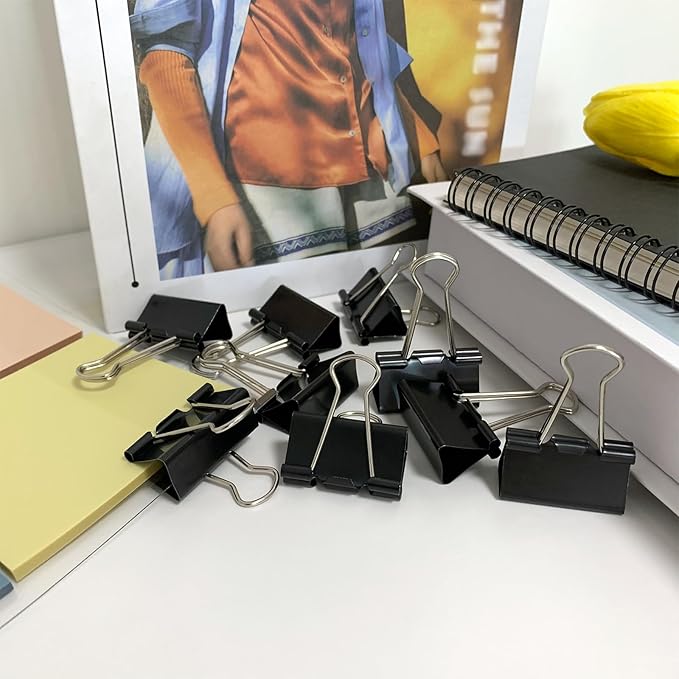 Ykimok 80Pcs Medium Binder Clips, 1.25 inch(32mm), Paper Clamps Medium Size for Office Supplies, Black