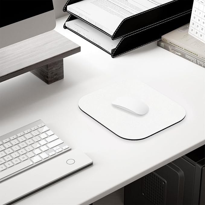 Hsurbtra Mouse Pad, Premium-Textured Small Square Mousepad 8 x 9 Inch White, Thick 3 mm Anti-Slip Waterproof Rubber Pretty Cute Computer Mat for Office Home Gaming Laptop Men Women Kids
