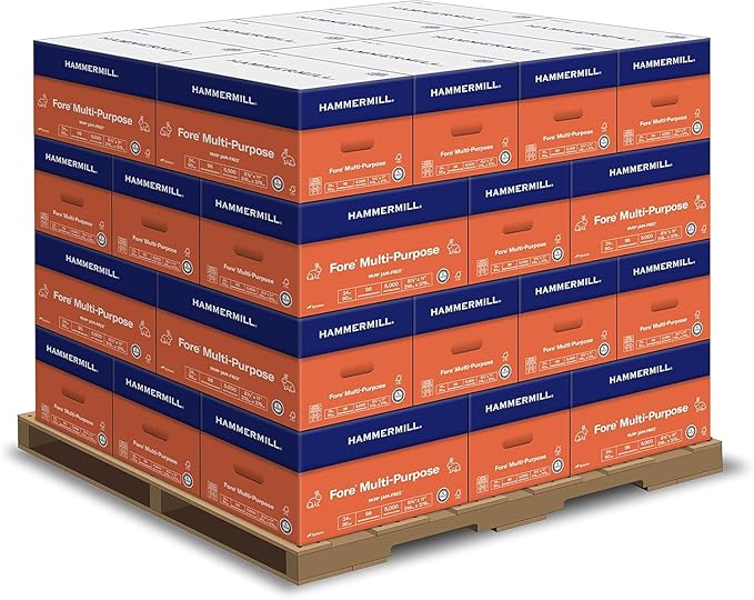 Hammermill Paper, Fore Multipurpose Paper, 8.5x11, Letter, 24lb, 96 Bright - 1 Pallet / 32 Cartons / 160,000 Sheets (103283P)