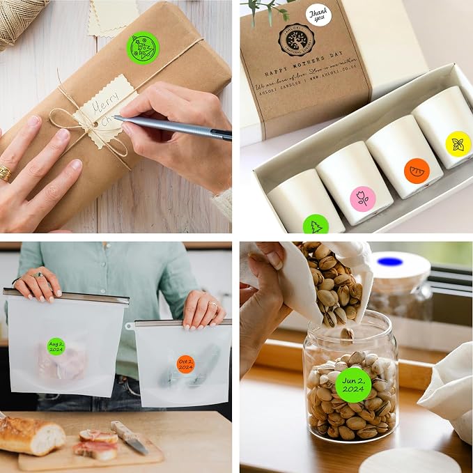 1 Inch Round Thermal Sticker Labels,Color Dot Stickers,Label Stickers,Waterproof,Oil Proof,for Thermal Printers,DIY,Office,Retail,Home and Warehouse Organization(Light Green,1000 Pcs)