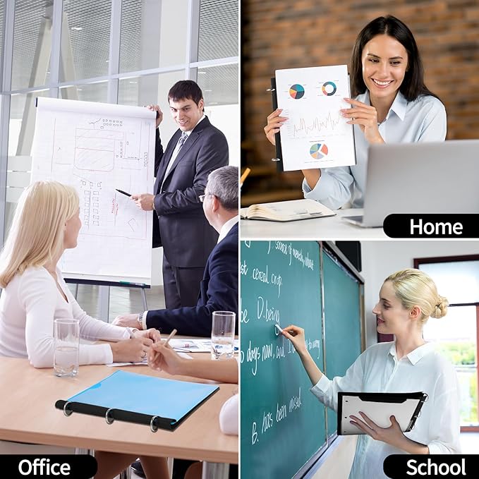 360 Degree Pivotable Binder, Upgraded 3 Ring Binder 1 inch, Flexible Binders 3 Ring, Foldable Three Ring Binders- Black