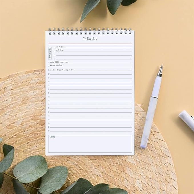 To Do List Notepad Minimalist - Daily Planner Notepad 60 Sheets Tear Off, 5.5" x 8.3" Checklist Productivity Note Pad for Work and Personal Organized