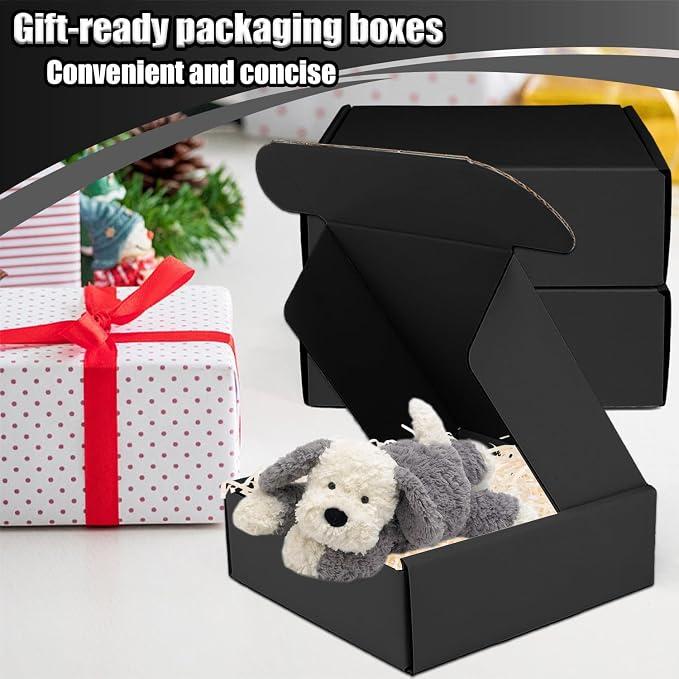 Small Shipping Boxes, 50 Pack Cardboard Box Corrugated Mailer Boxes Small Corrugated Boxes For Shipping Packaging Craft Gifts Giving Products, 6 x 4 x 1.6 Inches (Black)