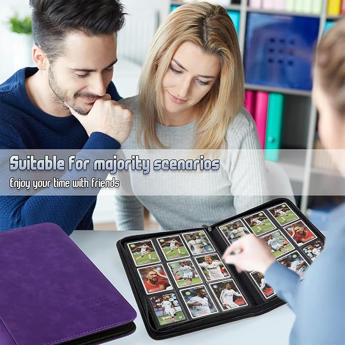Trading Card Binder, Premium 9 Pocket Double Sided 540 Pocket PU Card Collection Binder, Collectible Trading Card Albums for MTG, TCG, Sport Card, Game Cards (Purple)