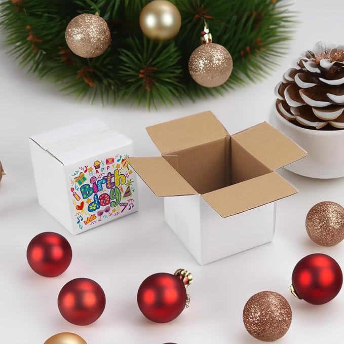 Hoikwo 5x5x5 Shipping Boxes Set of 25, White Corrugated Cardboard Box for Small Business for Packaging Mailing