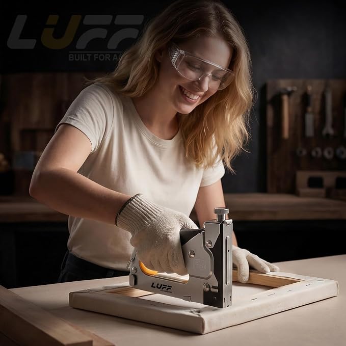 Staple Gun - LUFF 3 in 1 Heavy Duty Stapler Gun with 3000 Staples for Upholstery, Manual Brad Nailer Power Adjustment Stapler Gun for Wood, Decoration, Crafts DIY