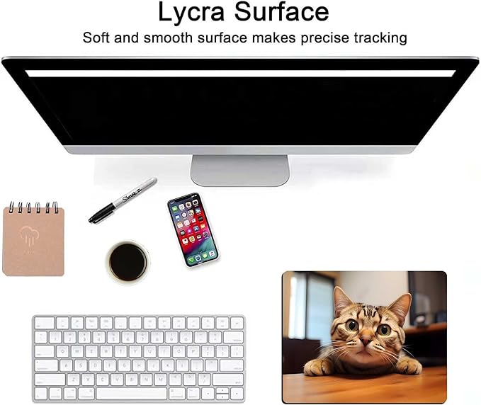Cute Cat Square Mouse Pads for Wireless Mouse,Small Office Computer Mousepad for Desk Laptop,Non-Slip Rubber Base Mouse Pads for Desk Laptop Computer
